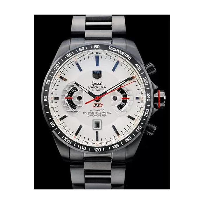 Swiss Tag Heuer Carrera Black Stainless Steel Case White Dial Best Luxury Watches