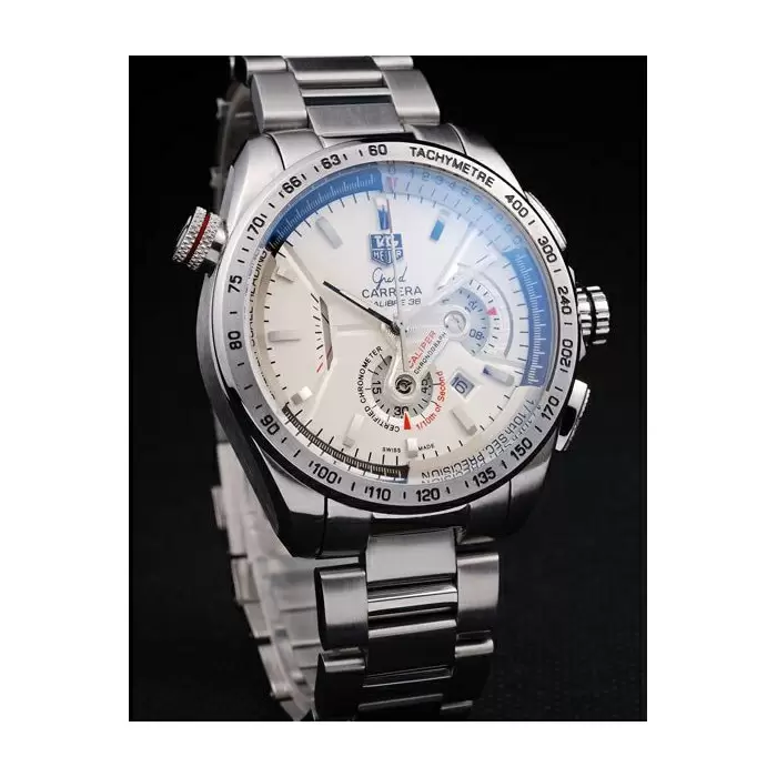 Swiss Tag Heuer Carrera Tachymeter Bezel White Dial Stainless Steel Strap Best Luxury Watches