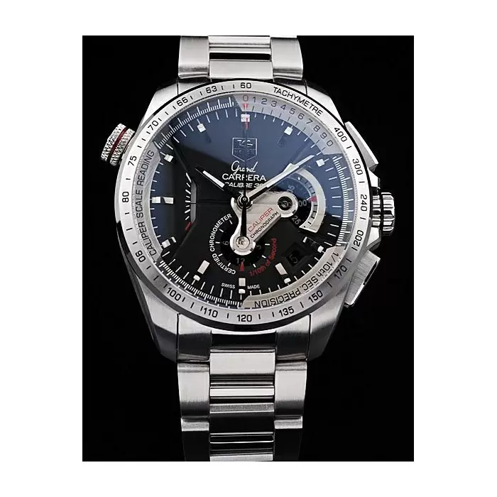 Swiss Tag Heuer Carrera Tachymeter Bezel Stainless Steel Black Dial Best Luxury Watches