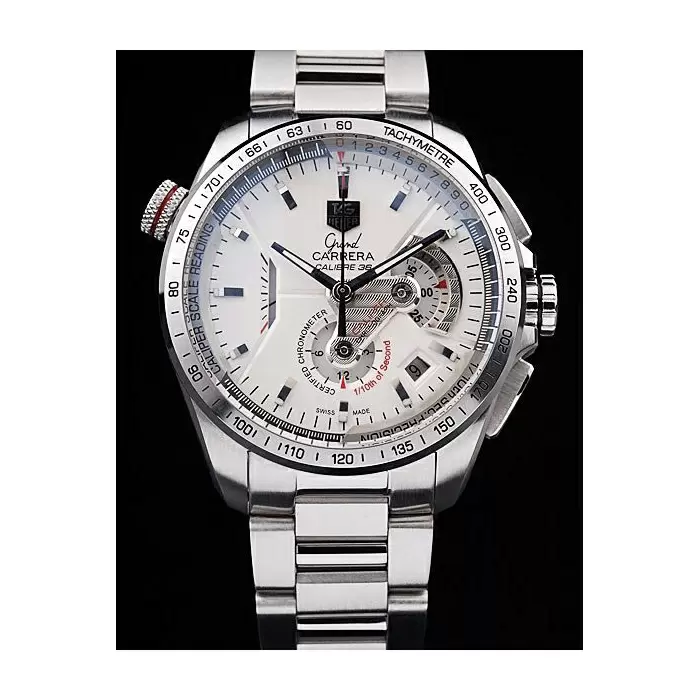 Swiss Swiss Tag Heuer Carrera Tachymeter Bezel Stainless Steel White Dial Best Luxury Watches