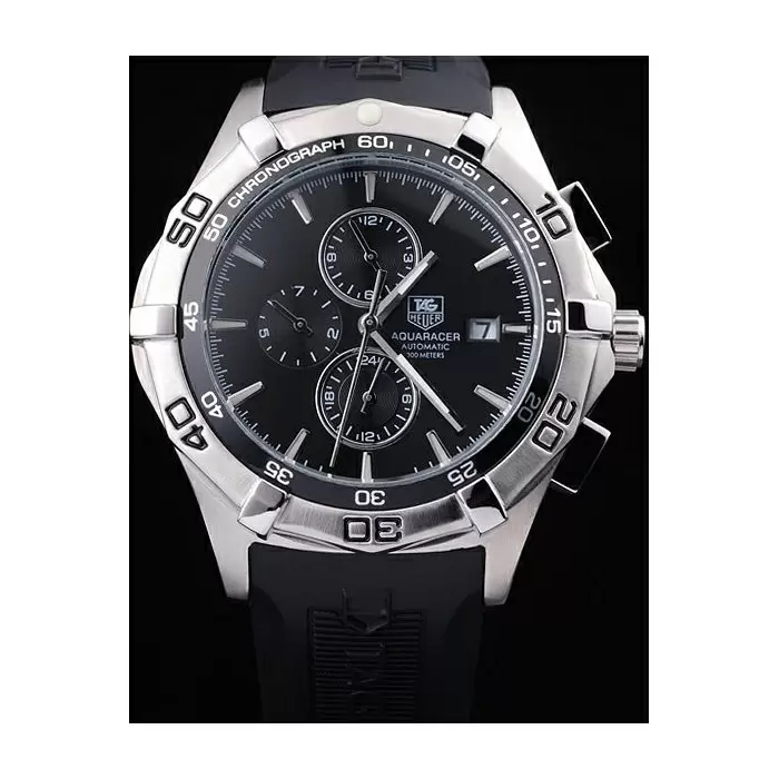 Swiss Tag Heuer Aquaracer Tachymeter Bezel Black Dial Black Rubber Strap Best Luxury Watches