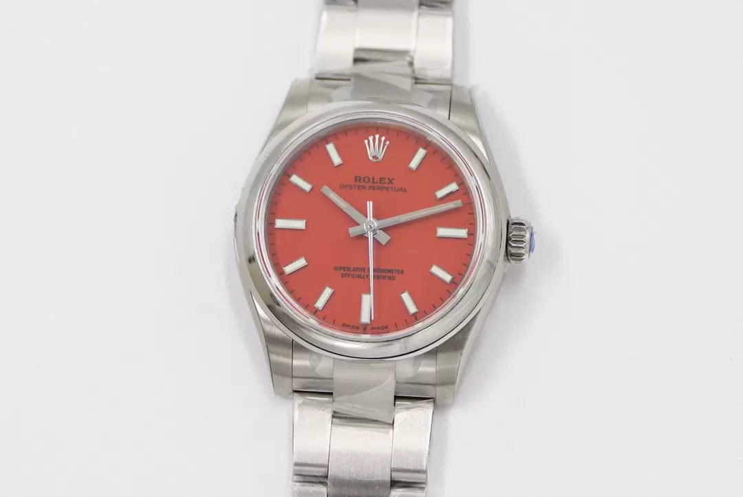 Swiss Rolex Oyster Perpetual Orange Dial Stainless Steel Case And Bracelet