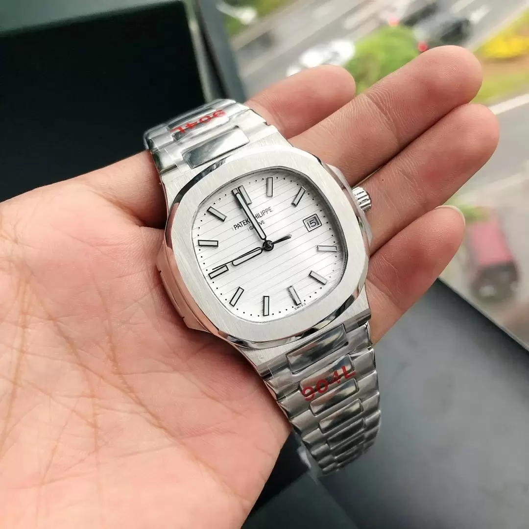 Swiss Patek Philippe Nautilus White Dial Stainless Steel Case