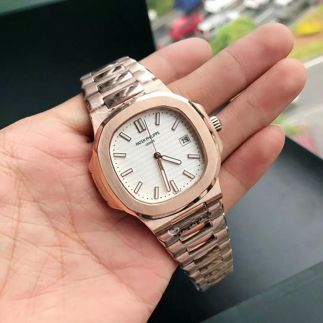 Swiss Patek Philippe Nautilus White Dial Stainless Steel Case