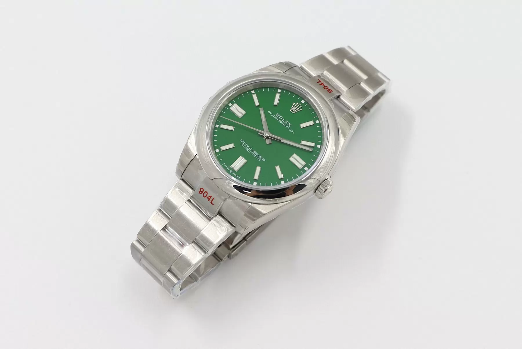 Swiss Rolex Oyster Perpetual Green Dial Stainless Steel Case And Bracelet