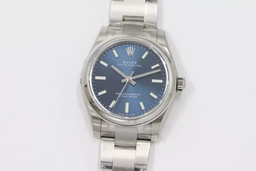 Swiss Rolex Oyster Perpetual Blue Dial Stainless Steel Case And Bracelet