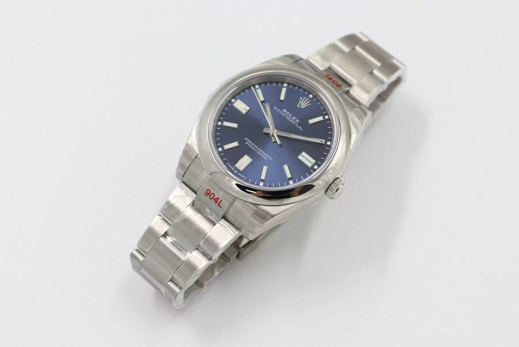 Swiss Rolex Oyster Perpetual Blue Dial Stainless Steel Case And Bracelet