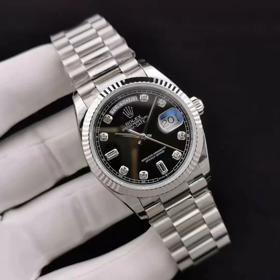 Rolex Day Date Diamond Markings With Black Dial