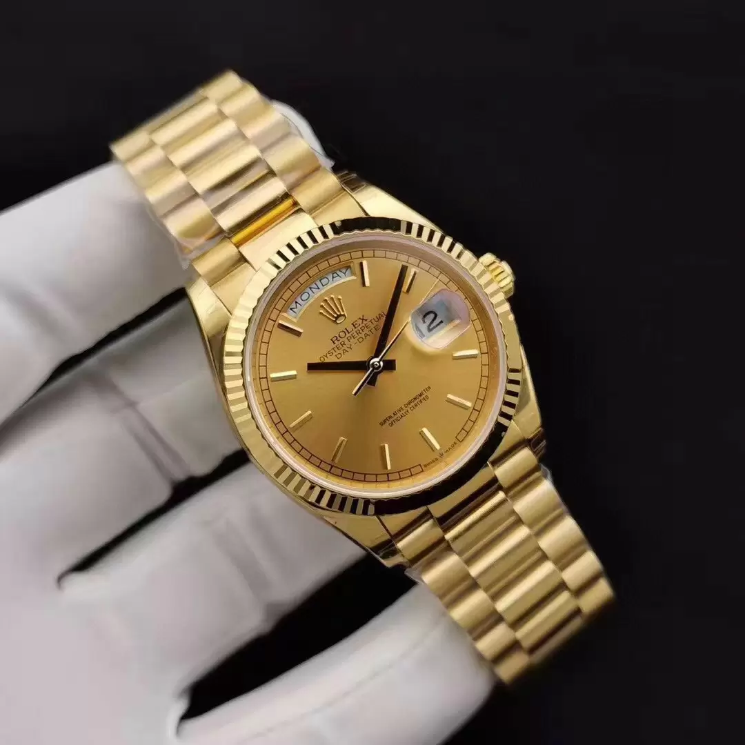 Rolex Day Date Stick Markers With Gold Dial