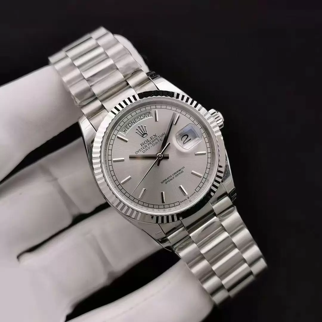 Rolex Day Date Stick Markers With Silver Dial