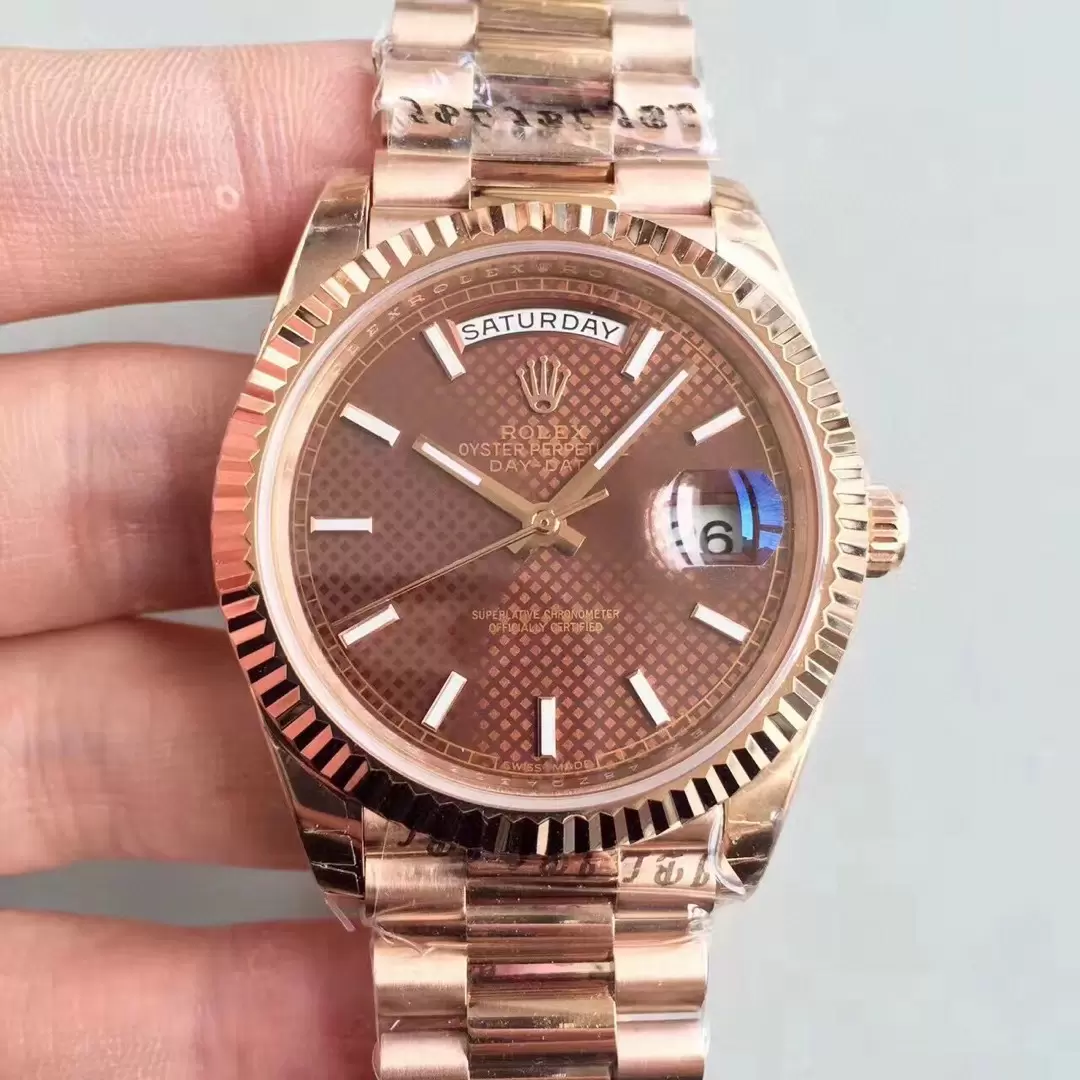 Rolex Day Date Stick Markers With Brown Dial