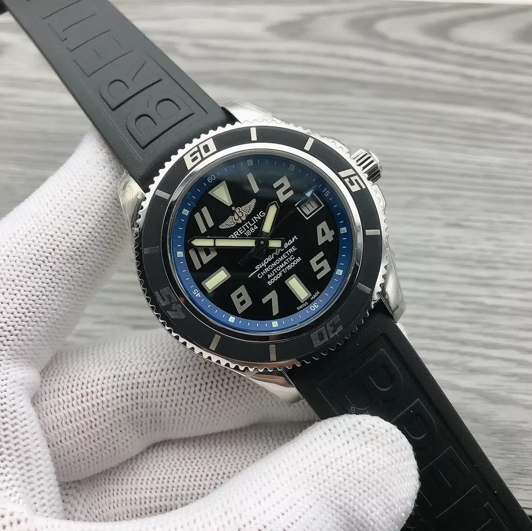 Swiss Breitling Superocean 42 Abyss White Accents Rubber Bracelet