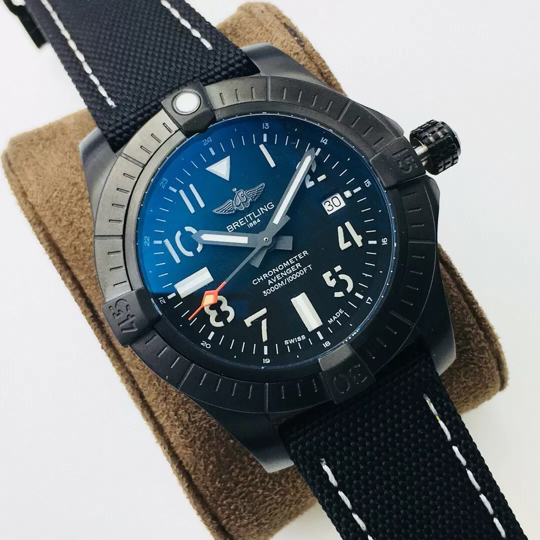 Swiss Breitling Chronomat Black Dial With Nylon Strap