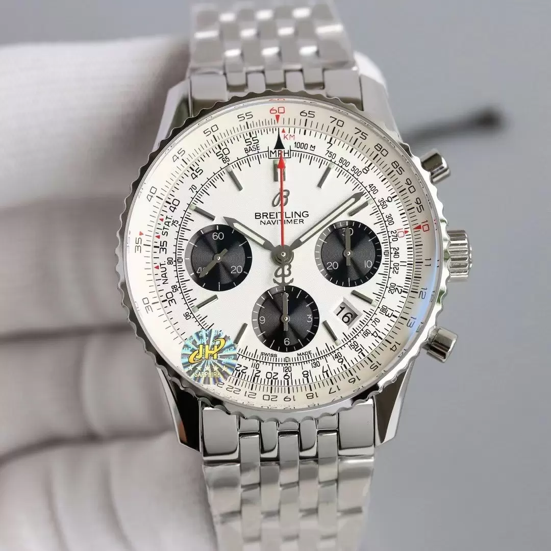 Swiss Breitling Navitimer White Dial Stainless Steel Bracelet