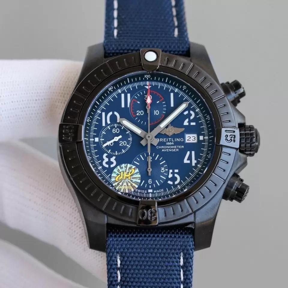 Swiss Breitling Chronomat Stainless Steel Case Blue Dial?with Blue Nylon Strap