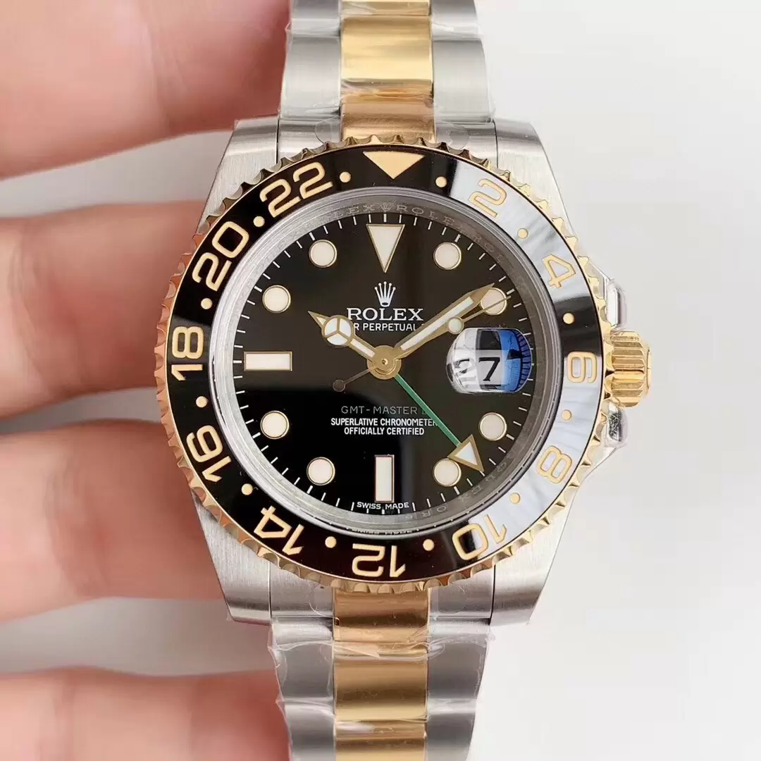 Swiss Rolex Gmt Master Black Bezel Black Dial